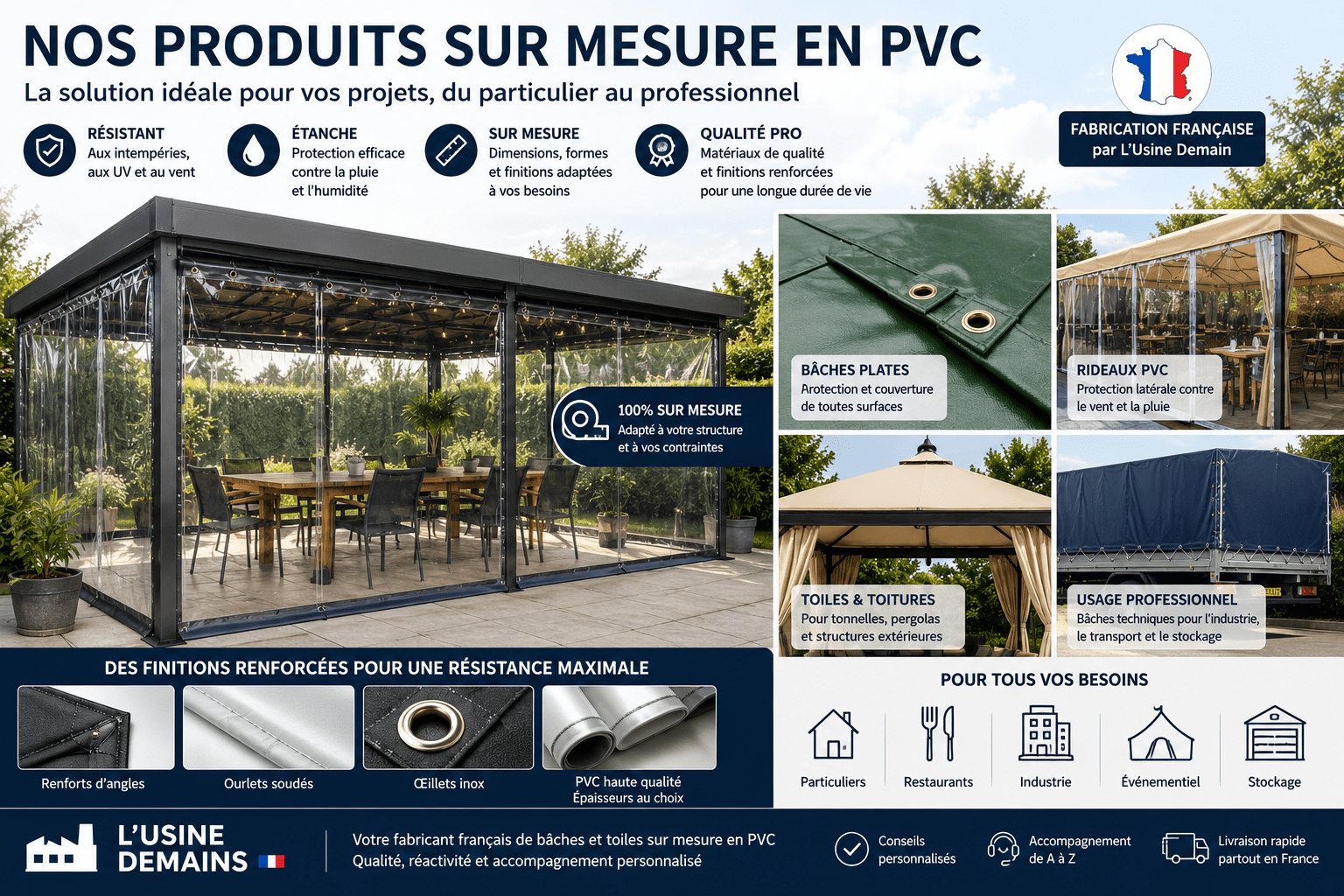 Nos produits sur mesure en PVC : des solutions robustes, durables et parfaitement adaptées à vos besoins